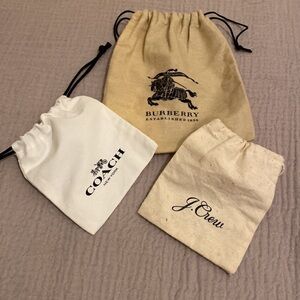 Burberry, Coach , J.Crew small drawstring dust bag . Set
